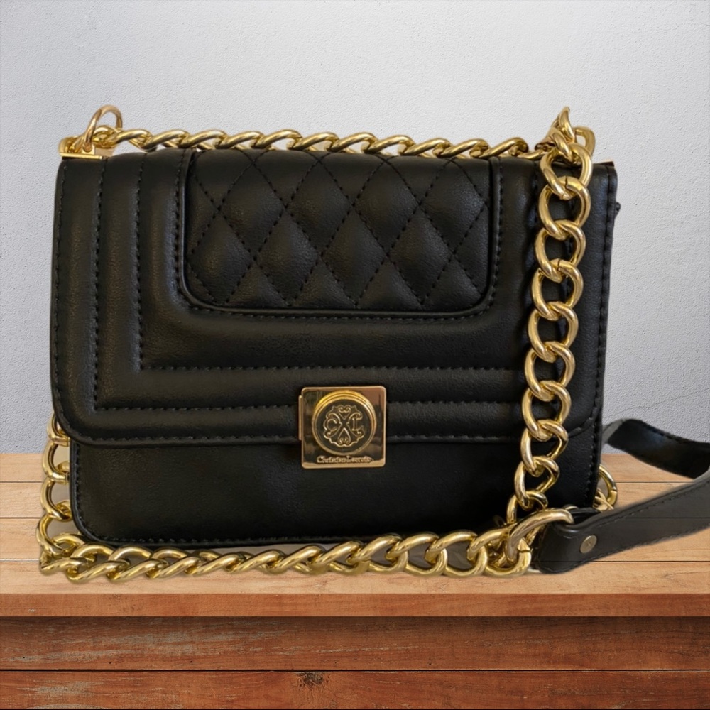 Christian Lacroix Quilted Crossbody Gold Chain